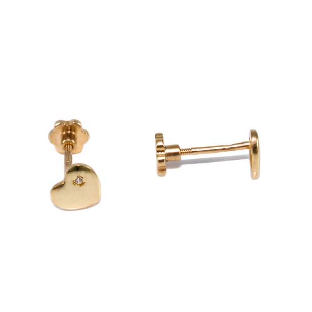 Köves szív bedugós arany fülbevaló