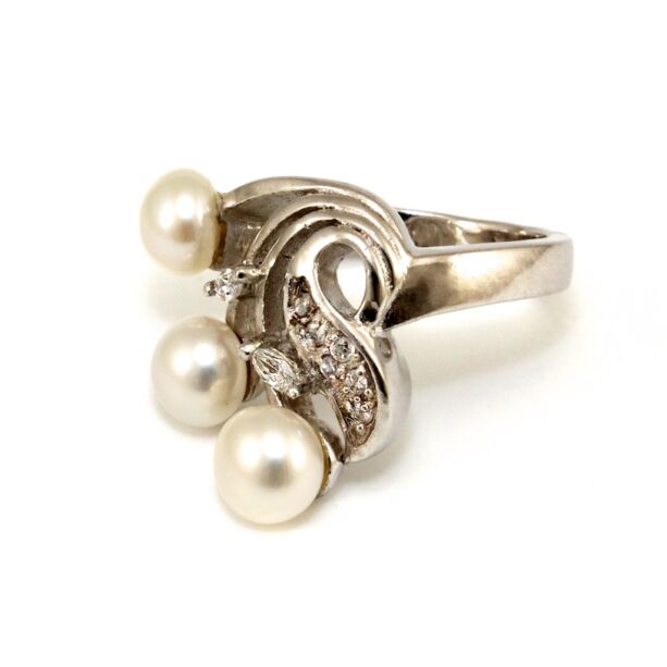 Gyöngyös-köves női ezüst gyűrű