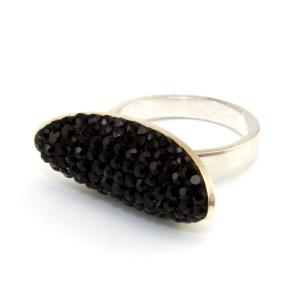 Fekete swarovski köves női ezüst gyűrű
