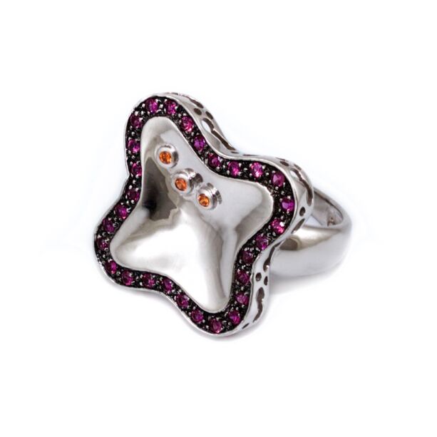 Bordó-narancs köves fantázia ezüst gyűrű