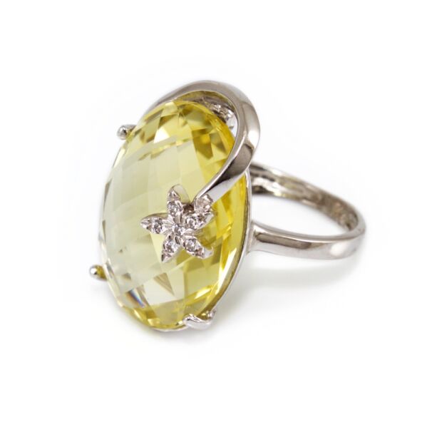 Sárga köves női ezüst gyűrű