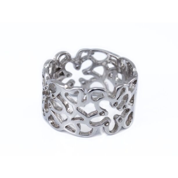 Áttört virág mintás ezüst gyűrű