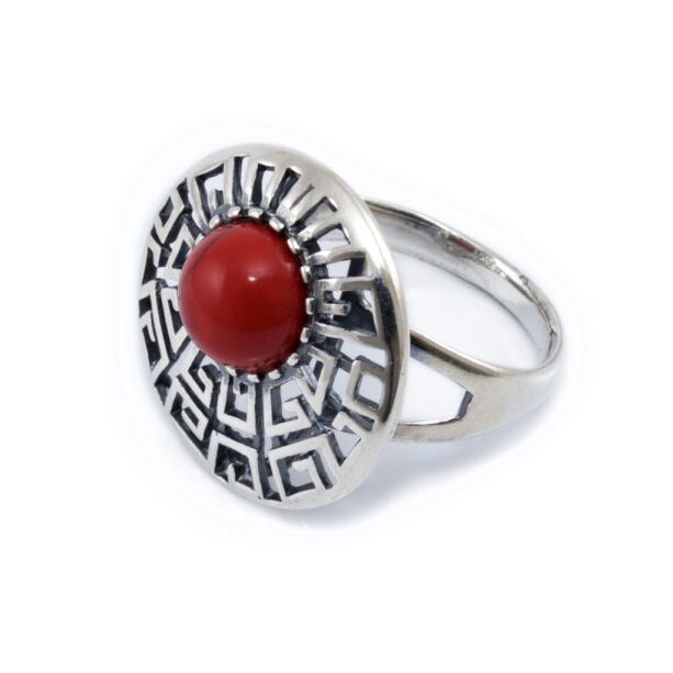 Piros köves antikolt ezüst gyűrű
