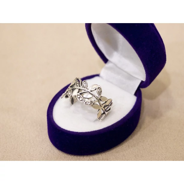 Új ezüst köves levelek gyűrű Új ezüst köves levelek gyűrű