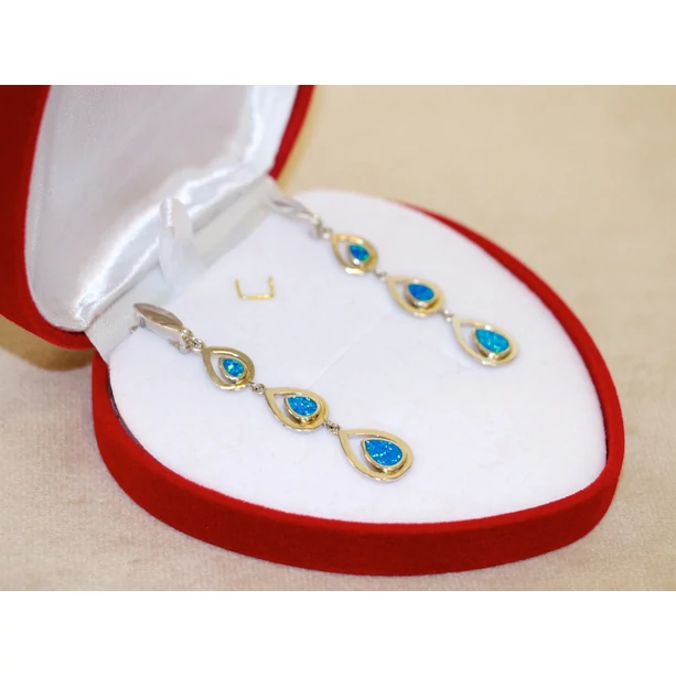 Új ezüst kék opál csepp fülbevaló Új ezüst kék opál csepp fülbevaló