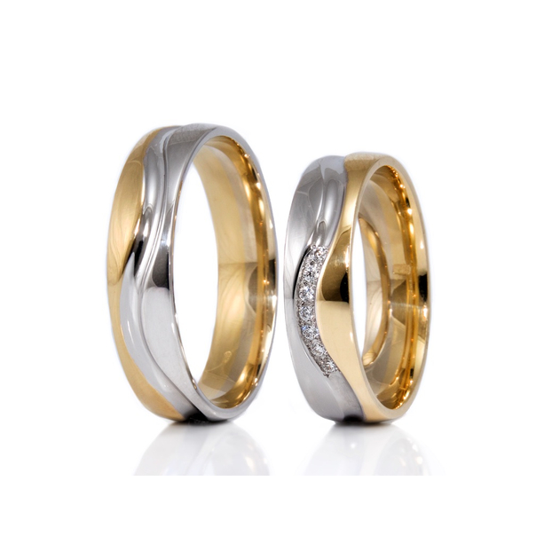 Bicolor hullámos arany karikagyűrű
